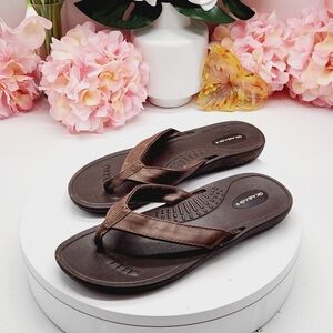 Brown Okabashi Women’s Sandals Rubber Thong Slip On Flip Flops Open Toe Size M